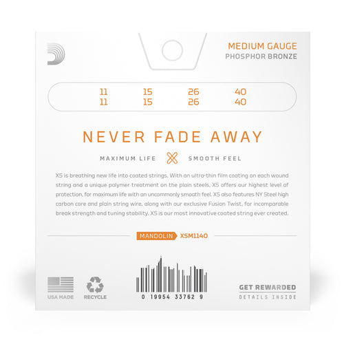 D'Addario 11-40 XS Phosphor Bronze Medium Mandolin Strings