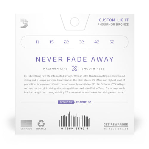 D'Addario 11-52 XS Phosphor Bronze Custom Light Acoustic Strings