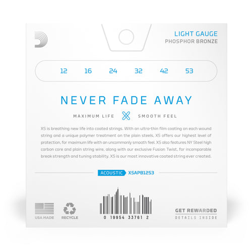 D'Addario 12-53 XS Phosphor Bronze Light Acoustic Strings