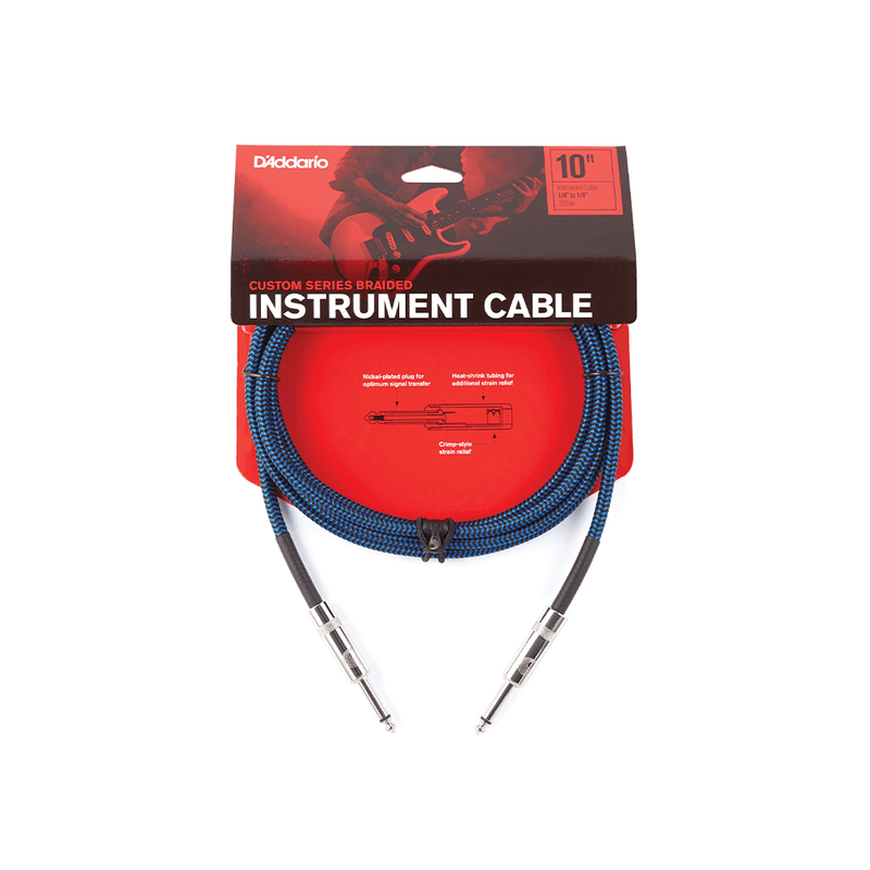 D'Addario 15 Foot Braided Instrument Cable, Blue