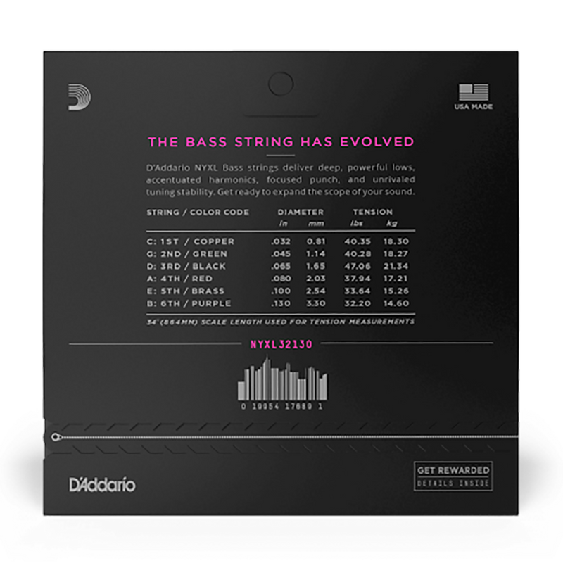 D'Addario 32-130 6 String Regular Light Nickel Wound Bass Strings