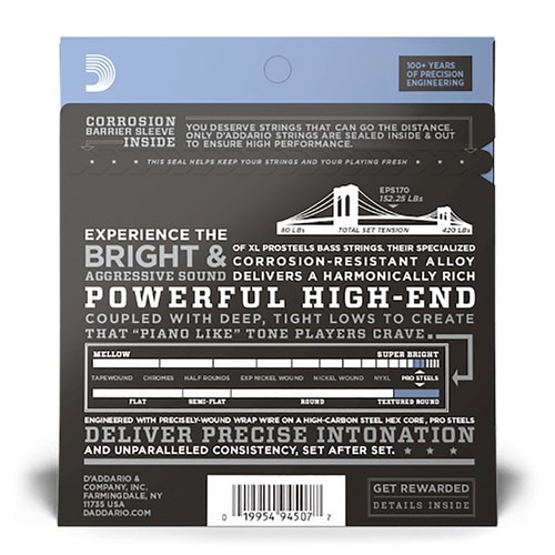 D'Addario 45-100 Light Prosteels Bass Strings, Long Scale