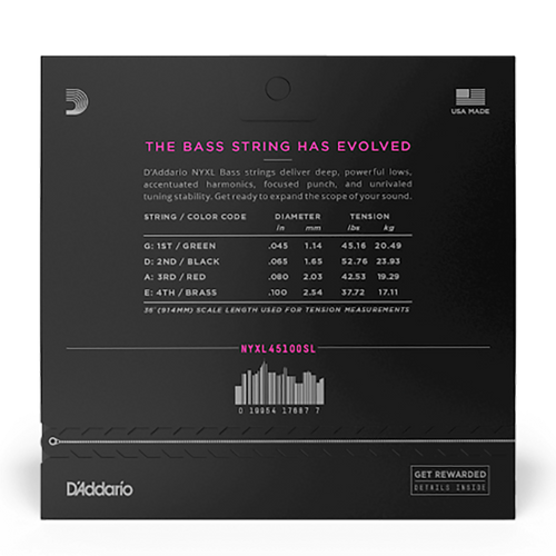 D'Addario 45-100 Regular Light Nickel Wound Bass Strings, Super Long Scale