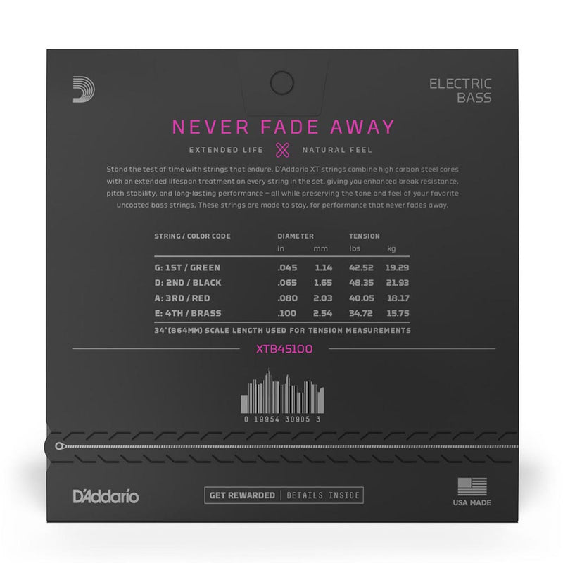 D'Addario 45-100 XT Bass Nickel Plated Steel Regular Light Long Scale