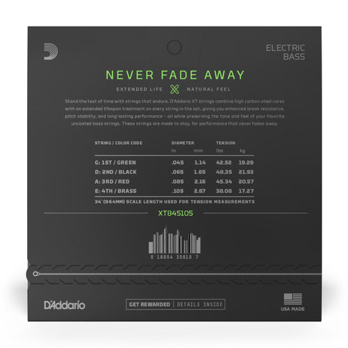 D'Addario 45-105 XT Bass Nickel Plated Steel Light Top/Medium Bottom Long Scale