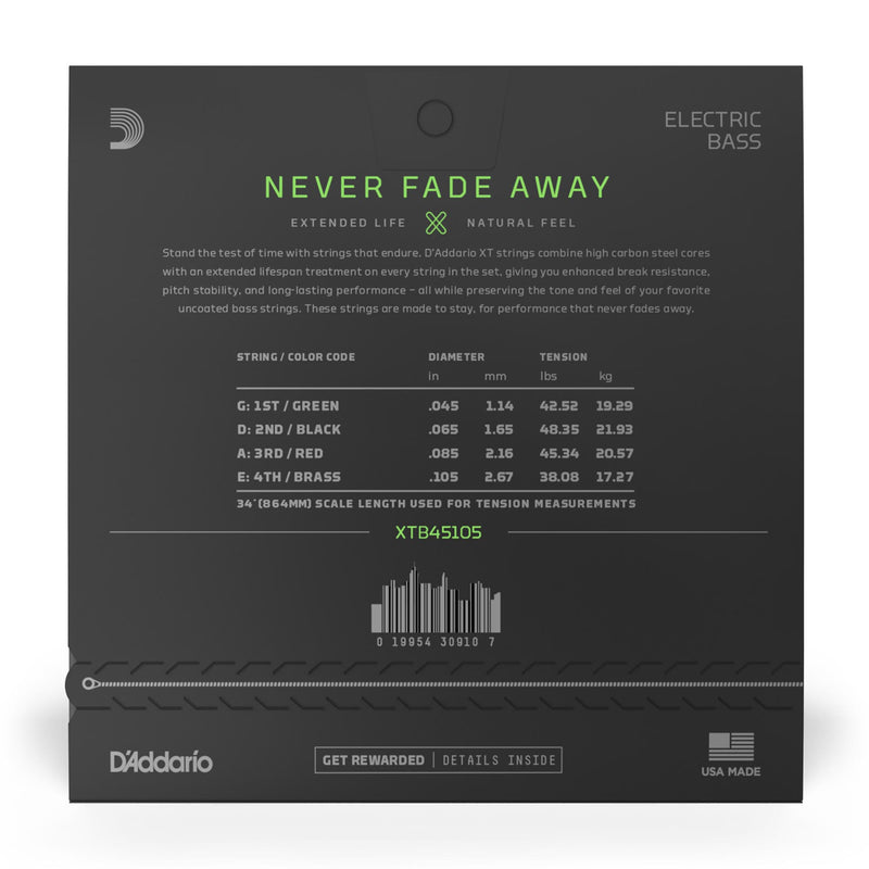 D'Addario 45-105 XT Bass Nickel Plated Steel Light Top/Medium Bottom Long Scale