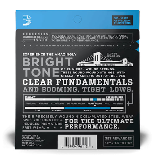 D'Addario 45-135 Custom Light, Long Scale 5-String Nickel Wound Bass Guitar Strings