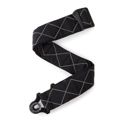 D'Addario Auto Lock Guitar Strap Black Padded Diamonds