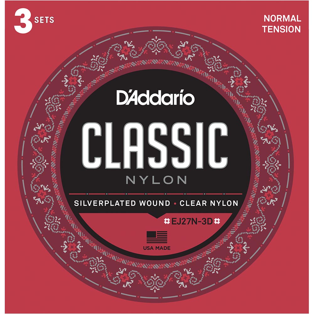 D'Addario EJ27N Student Nylon Classical Guitar Strings - Normal Tension - 3 Sets