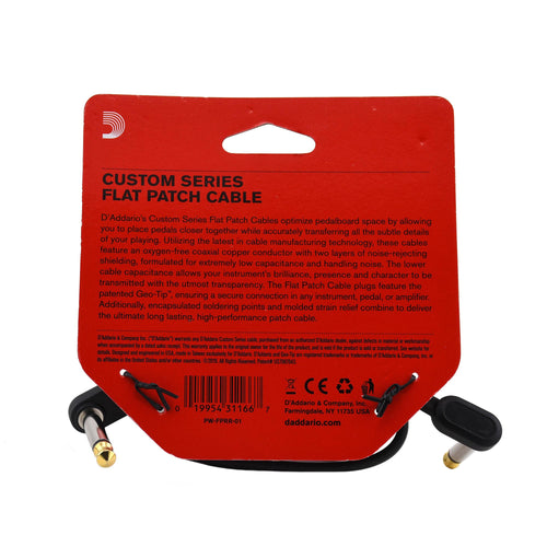 D'Addario Flat Patch Cable, 1 Foot Right Angle, Single Pack