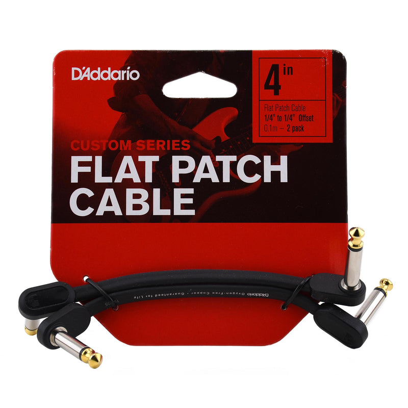 D'Addario Flat Patch Cable, 4 Inch Offset Right Angle, Twin Pack