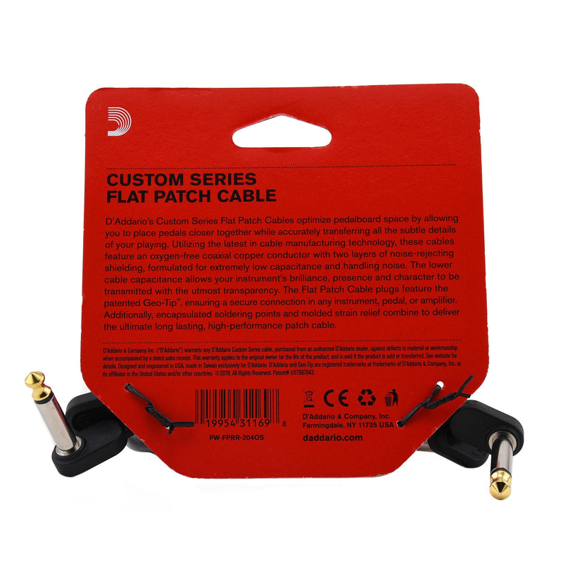 D'Addario Flat Patch Cable, 4 Inch Offset Right Angle, Twin Pack