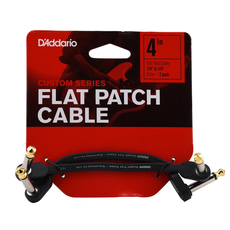 D'Addario Flat Patch Cable, 4 Inch Right Angle, Twin Pack