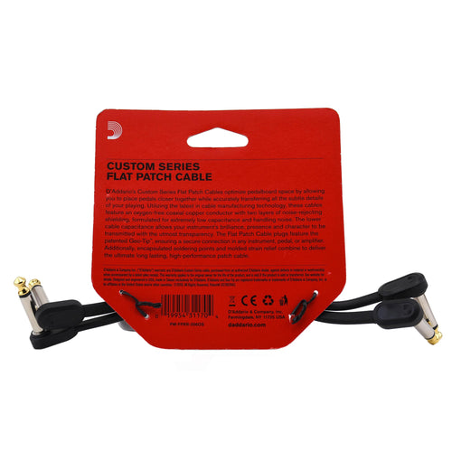 D'Addario Flat Patch Cable, 6 Inch Offset Right Angle, Twin Pack