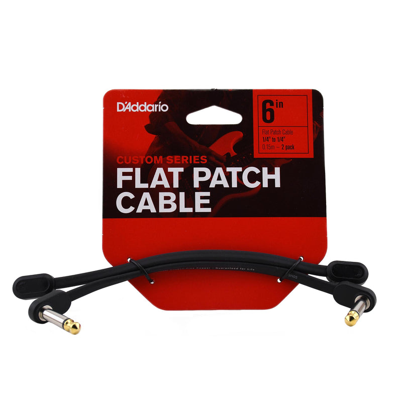 D'Addario Flat Patch Cable, 6 Inch Right Angle, Twin Pack