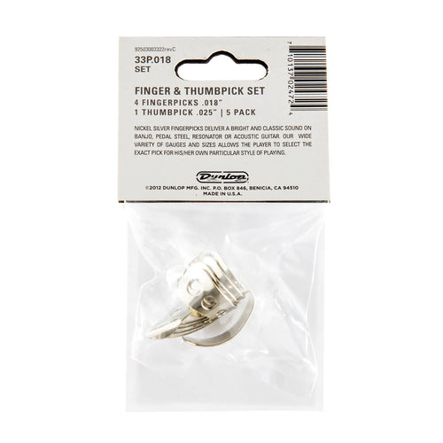 Dunlop .018 Nickel Silver Fingerpicks, 5 Pack