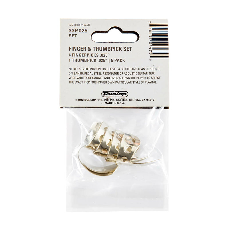 Dunlop .025 Nickel Fingerpicks, 5 Pack