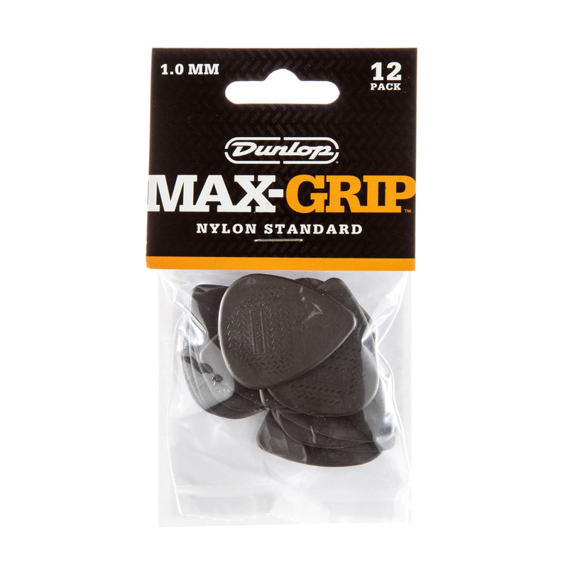 Dunlop 1.0 Gray Nylon Max Grip Standard Picks 12 Pack
