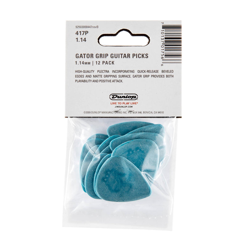 Dunlop 1.14 Blue Gator Grip Standard Picks 12 Pack