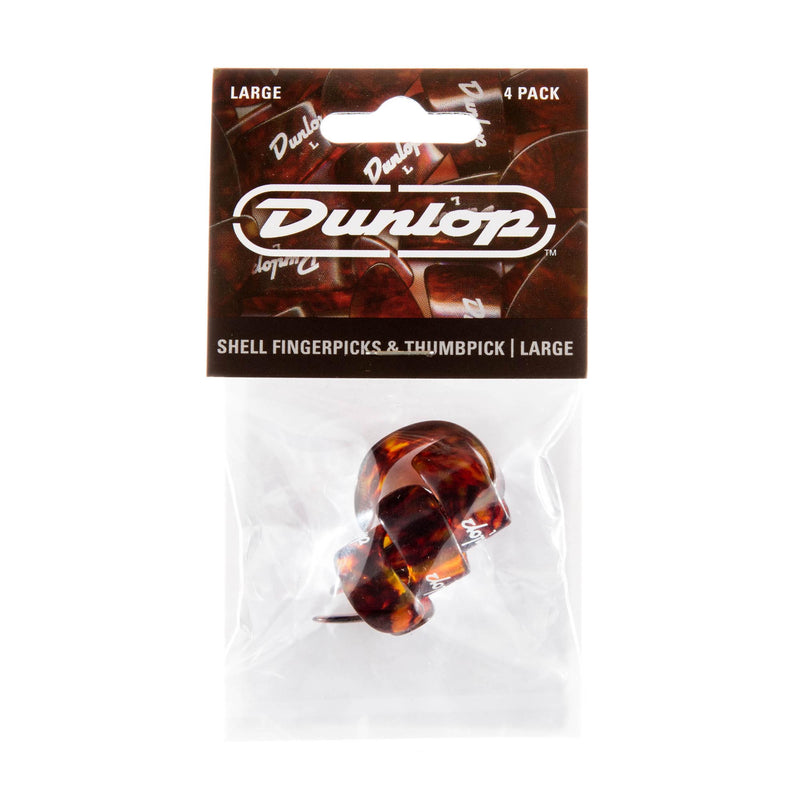 Dunlop 3 Large Plastic Fingerpicks And 1 Thumbpick Shell 4 Pack