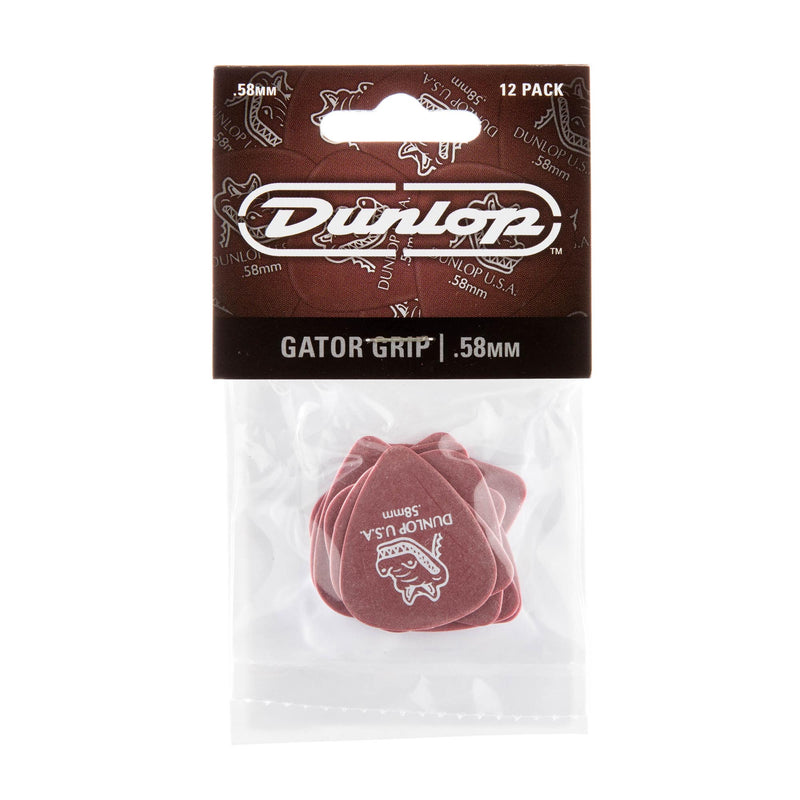 Dunlop .58 Red Gator Grip Standard Picks 12 Pack