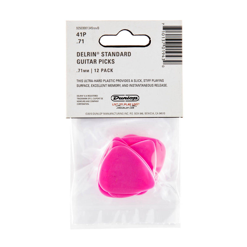 Dunlop .71 Pink Delrin 500 Standard Picks 12 Pack