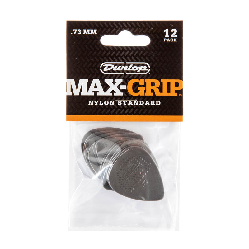 Dunlop .73 Gray Nylon Max Grip Standard Picks 12 Pack