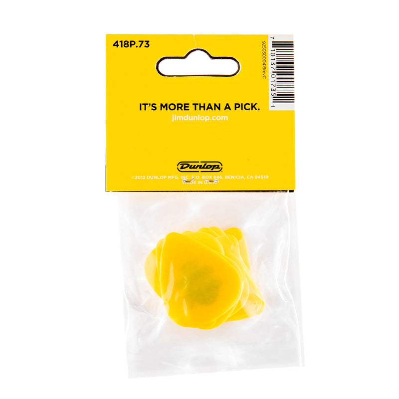 Dunlop .73 Yellow Tortex Standard Picks 12 Pack