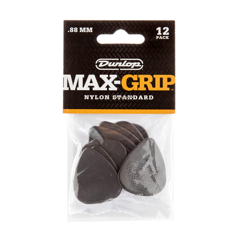Dunlop .88 Gray Nylon Max Grip Standard Picks 12 Pack