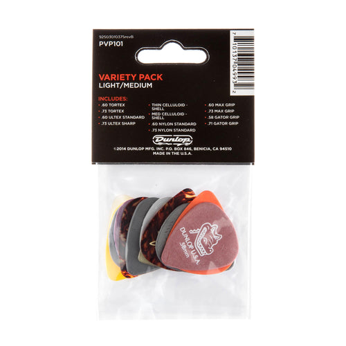 Dunlop Guitar Pick Variety Pack Light/Medium 12 Pack