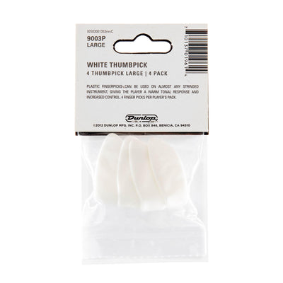 Dunlop Plastic Large Thumbpick White 4 Pack