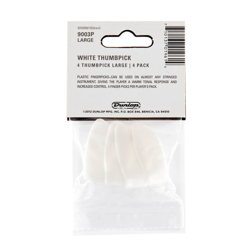 Dunlop Plastic Large Thumbpick White 4 Pack