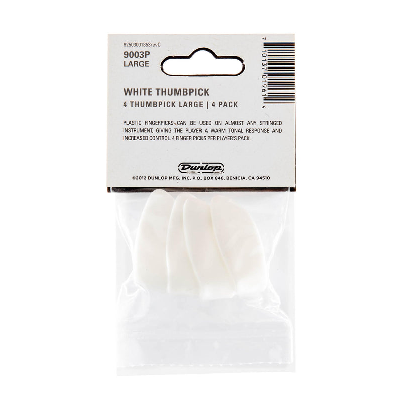 Dunlop Plastic Large Thumbpick White 4 Pack