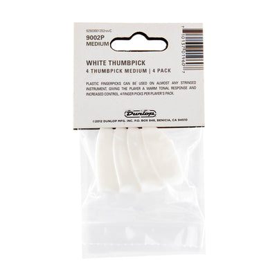 Dunlop Plastic Medium Thumbpick White 4 Pack