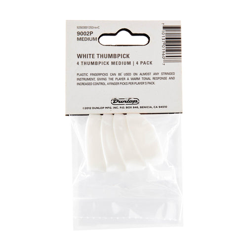 Dunlop Plastic Medium Thumbpick White 4 Pack