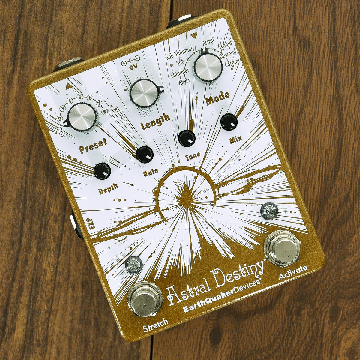 EarthQuaker Astral Destiny Octal Octave Reverberation Machine, Russo Music Custom Gold/White