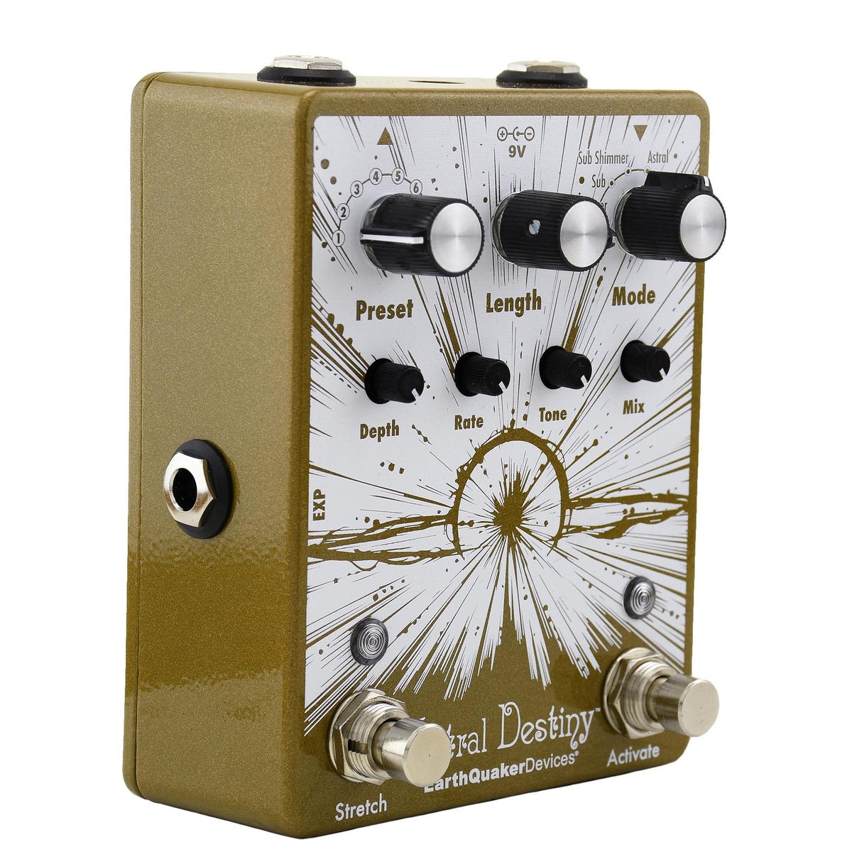 EarthQuaker Astral Destiny Octal Octave Reverberation Machine, Russo Music Custom Gold/White