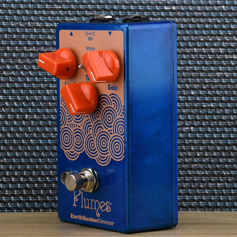 EarthQuaker Devices Plumes Small Signal Shredder, Russo Music Custom Transparent Blue/Pastel Orange