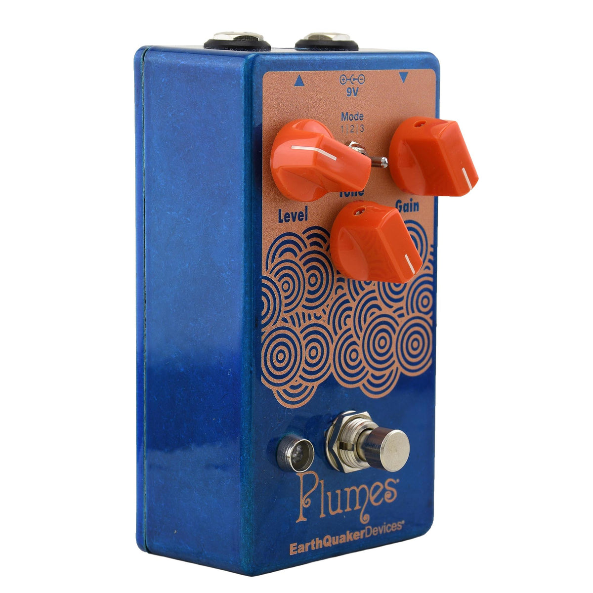 EarthQuaker Devices Plumes Small Signal Shredder, Russo Music Custom Transparent Blue/Pastel Orange