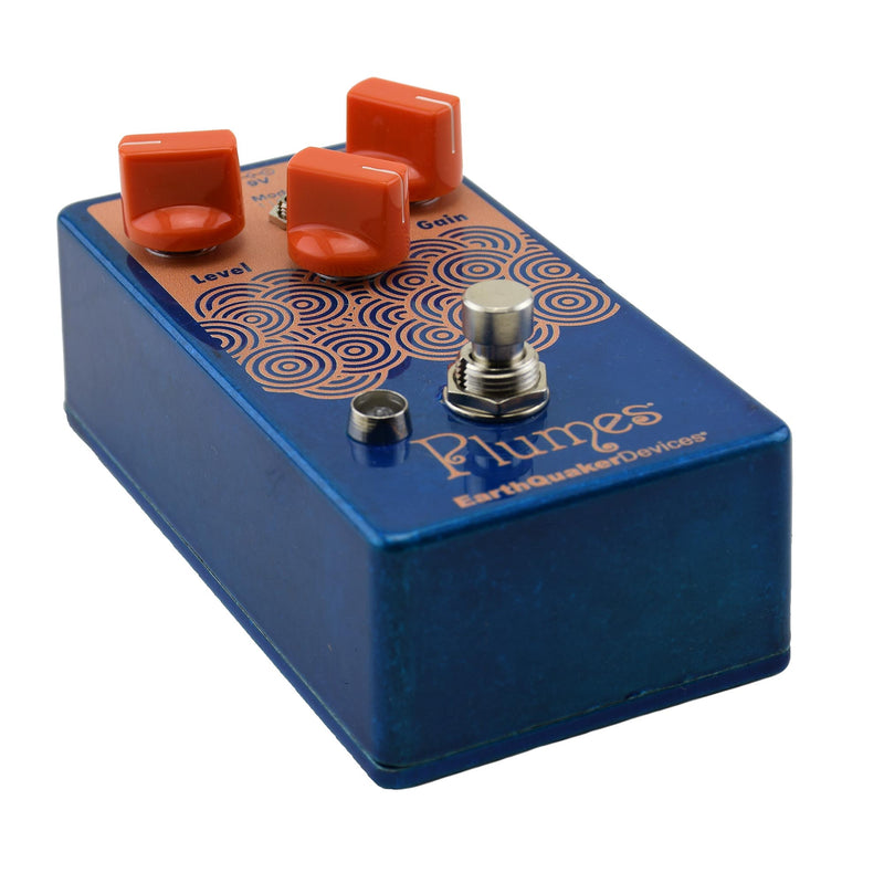 EarthQuaker Devices Plumes Small Signal Shredder, Russo Music Custom Transparent Blue/Pastel Orange