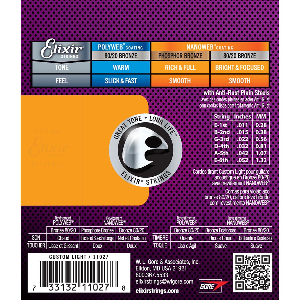 Elixir Custom Light 11-52 Nanoweb 80/20