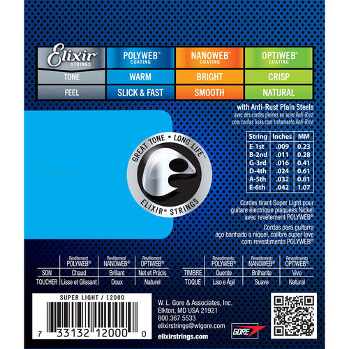 Elixir Super Light Polyweb Electric Strings