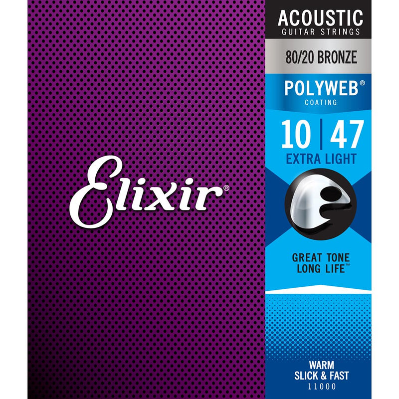 Elixir X-Light 10-47 Polyweb 80/20 Bronze
