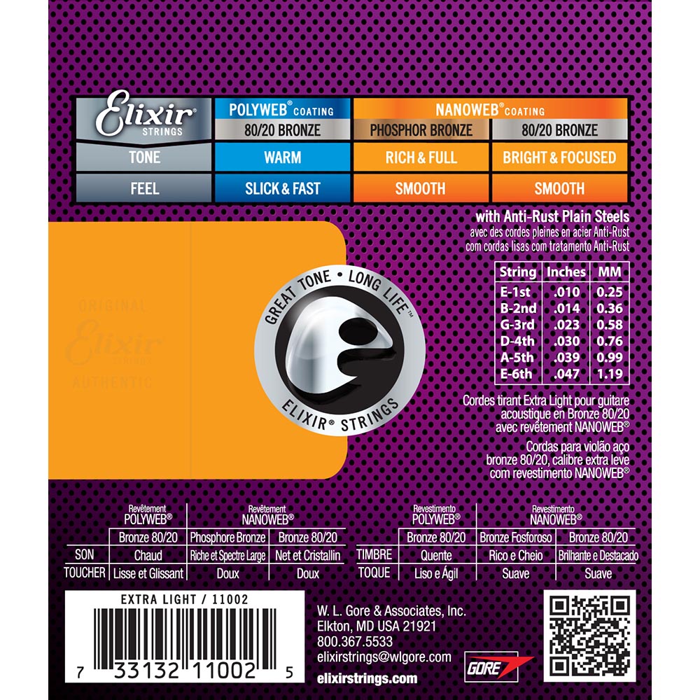 Elixir X-Light 10-47 Nanoweb 80/20 Bronze