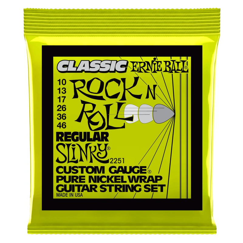 Ernie Ball 10-46 Regular Slinky Classic Rock N Roll Pure Nickel Wrap Electric Guitar Strings