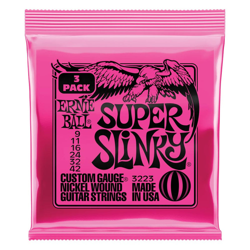 Ernie Ball 3-Pack 9-42 Super Slinky Nickel Wound Electric Guitar Strings
