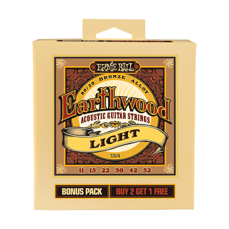 Ernie Ball Earthwood Light 80/20 Bronze Acoustic Bonus Pack