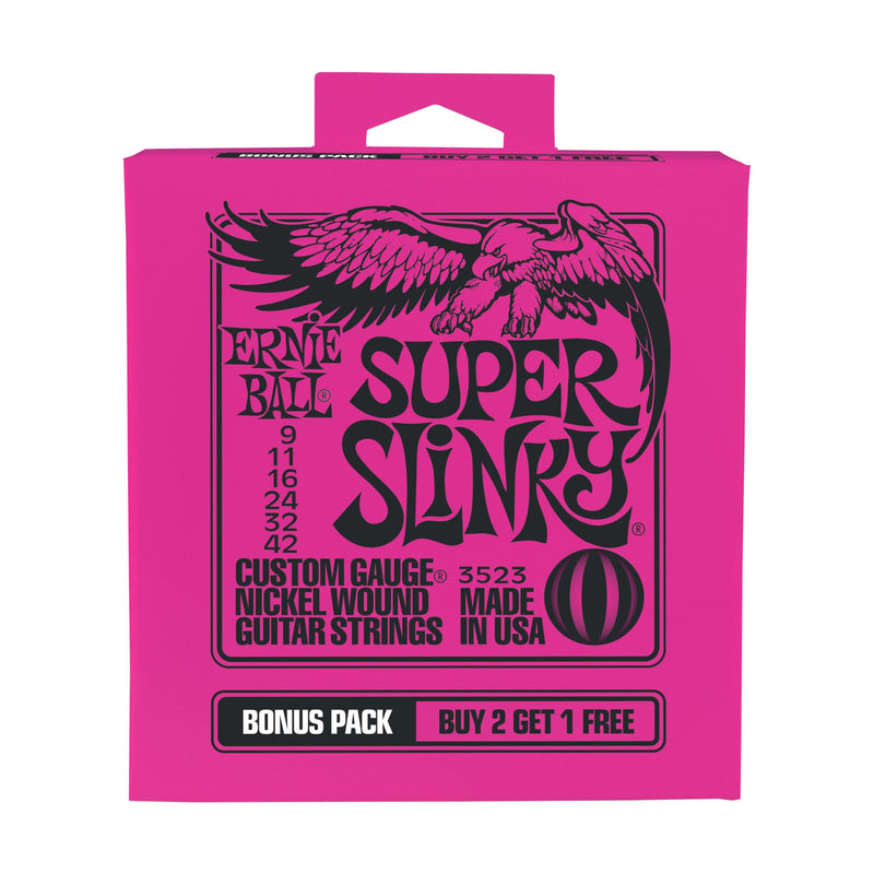 Ernie Ball Super Slinky Nickel Wound Electric Guitar Strings + Bonus Pack