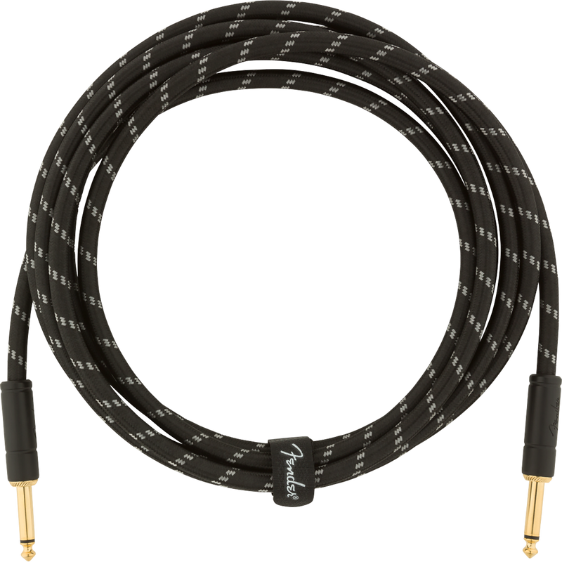Fender 10 Foot Deluxe Series Instrument Cable, Straight/Straight, Black Tweed