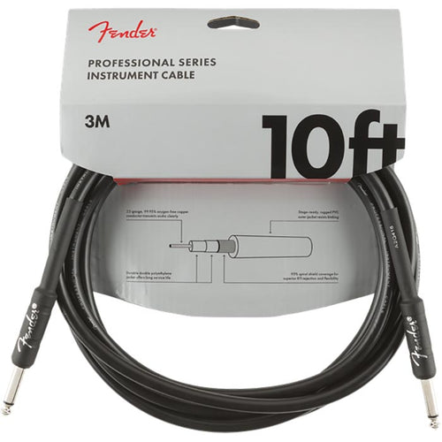 Fender 10' Professional Series Instrument Cables, Straight/Straight, Black
